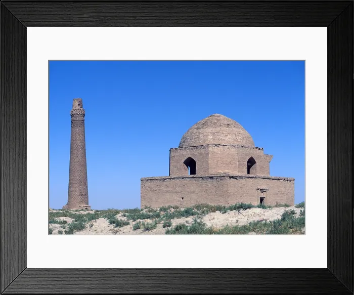 Framed Print : Arslan Jadhib Mausoleum and Minaret, 11th-13th Century, mixed technique - Whole artwork view Framed Print : Arslan Jadhib Mausoleum and Minaret, 11th-13th Century, mixed technique - Whole artwork view