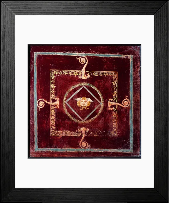 Framed Print : Ceiling, by unknown artist, 45-79, 1st Century A.D. ripped fresco, 74 x 74 cm - Italy, Campania, Naples, National Archaeological Museum, Room LXVI, inv. 9973. Whole artwork view