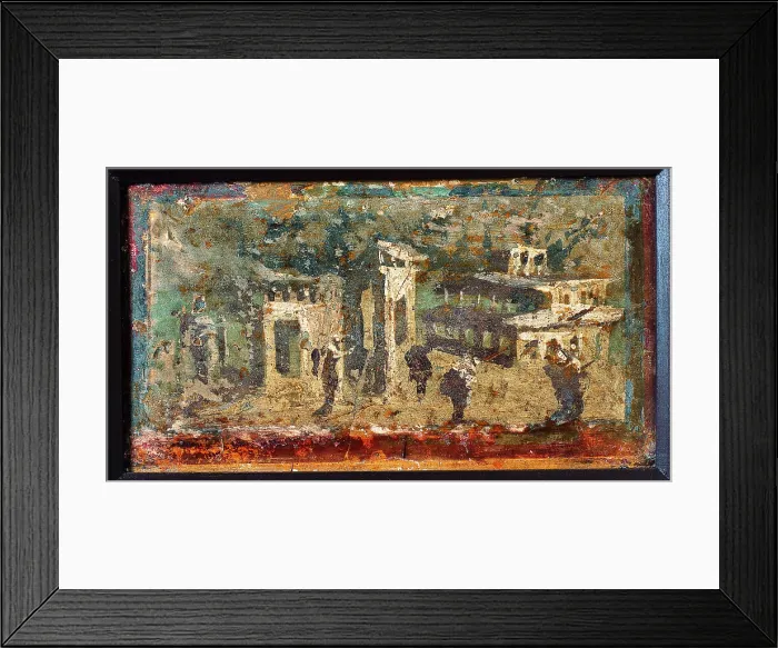 Framed Print : Architectural Landscape, by unknown artist, 50-79, 1st Century A.D. ripped fresco, 24 x 38 cm - Italy, Campania, Naples, National Archaeological Museum, Room LXXIV, inv. 9438 Framed Print : Architectural Landscape, by unknown artist, 50-79, 1st Century A.D. ripped fresco, 24 x 38 cm - Italy, Campania, Naples, National Archaeological Museum, Room LXXIV, inv. 9438