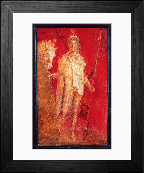 Framed Print : Dioscuro, by unknown artist, 62-79, 1st Century A.D. ripped fresco, 76 x 48 cm - Italy, Campania, Naples, National Archaeological Museum, Room LXXII, inv. 9453