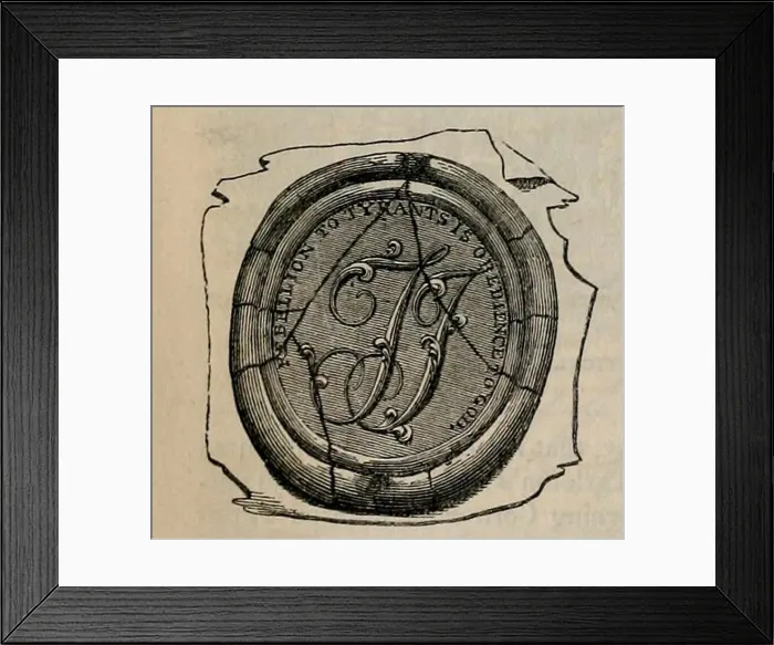 Framed Print : Thomas Jefferson's seal. It is inscribed with the motto Rebellion to Tyrants is Obedience to God
