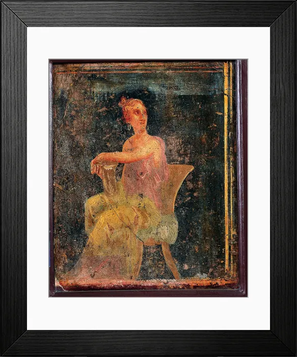 Framed Print : Sitting Woman, by unknown artist, 54-69, 1st Century A.D. ripped fresco, 47 x 38 cm - Italy, Campania, Naples, National Archaeological Museum, Room LXXVII, inv. 9641 Framed Print : Sitting Woman, by unknown artist, 54-69, 1st Century A.D. ripped fresco, 47 x 38 cm - Italy, Campania, Naples, National Archaeological Museum, Room LXXVII, inv. 9641