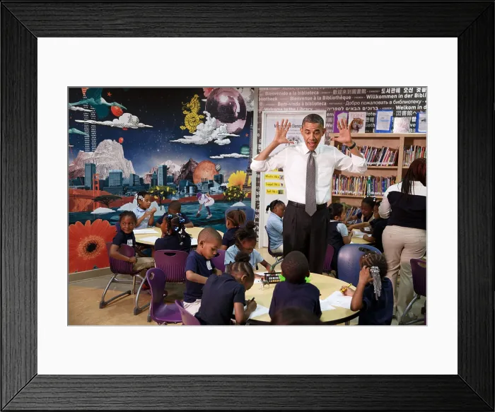 Framed Print : President Barack Obama visits a pre-kindergarten classroom in Baltimore, Md. May 17, 2013. (BSLOC_2015_3_84)
