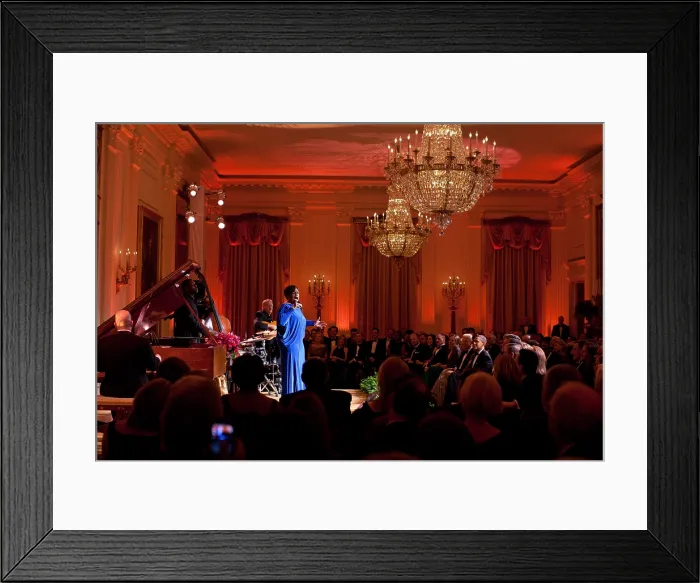 Framed Print : Dianne Reeves performs at the White House during the National Governors Association Dinner. Feb. 26, 2012. (BSLOC_2015_3_97) Framed Print : Dianne Reeves performs at the White House during the National Governors Association Dinner. Feb. 26, 2012. (BSLOC_2015_3_97)
