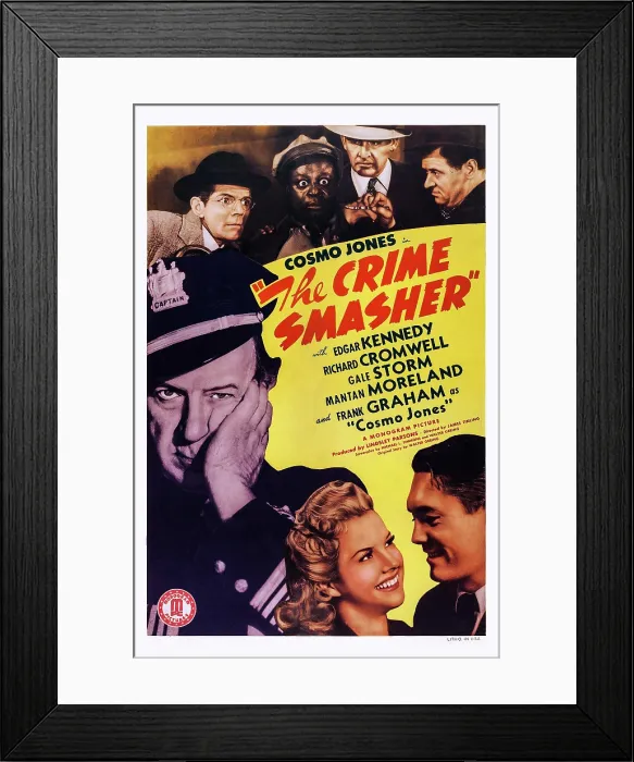 Framed Print : COSMO JONES, CRIME SMASHER, (aka COSMO JONES IN CRIME SMASHER), US poster art, top from left: Frank Graham, Mantan Moreland, Tris Coffin