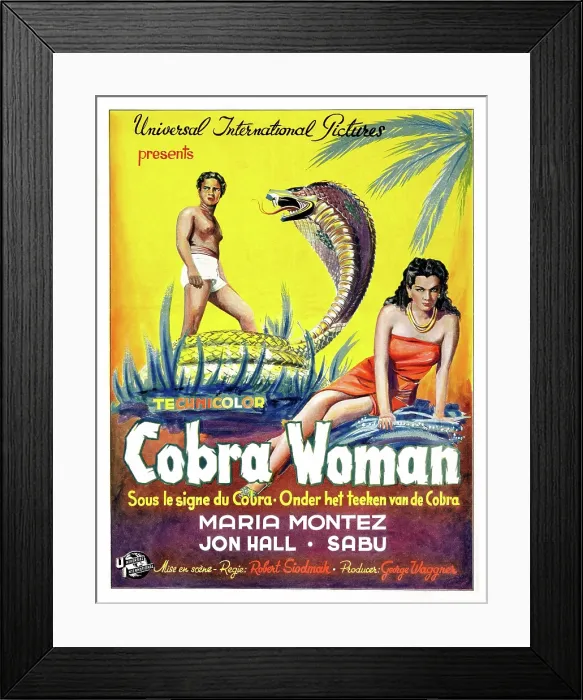 Framed Print : COBRA WOMAN, Sabu, Maria Montez, (Belgian poster art), 1944 Framed Print : COBRA WOMAN, Sabu, Maria Montez, (Belgian poster art), 1944