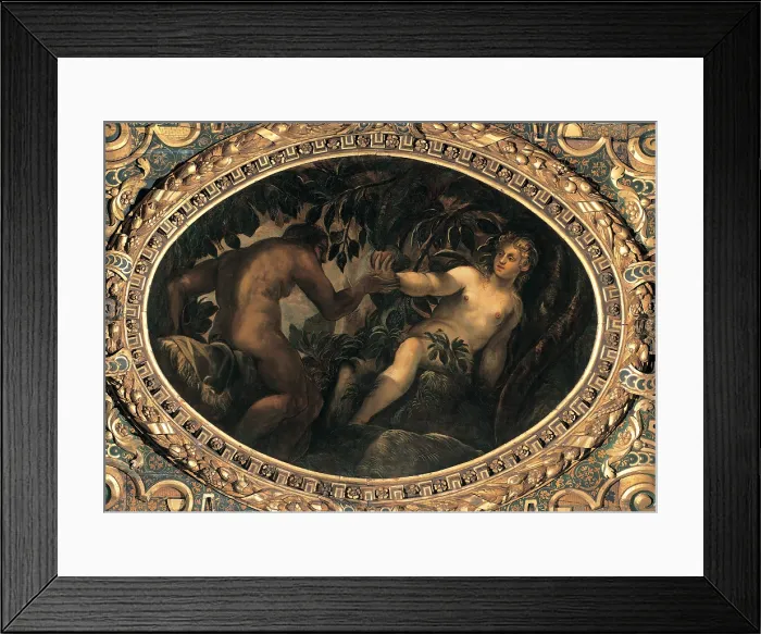 Framed Print : Robusti Jacopo known as Tintoretto, Original Sin, 1577, 16th Century, fresco, Italy, Veneto, Venice, Scuola Grande di San Rocco, Upper Hall