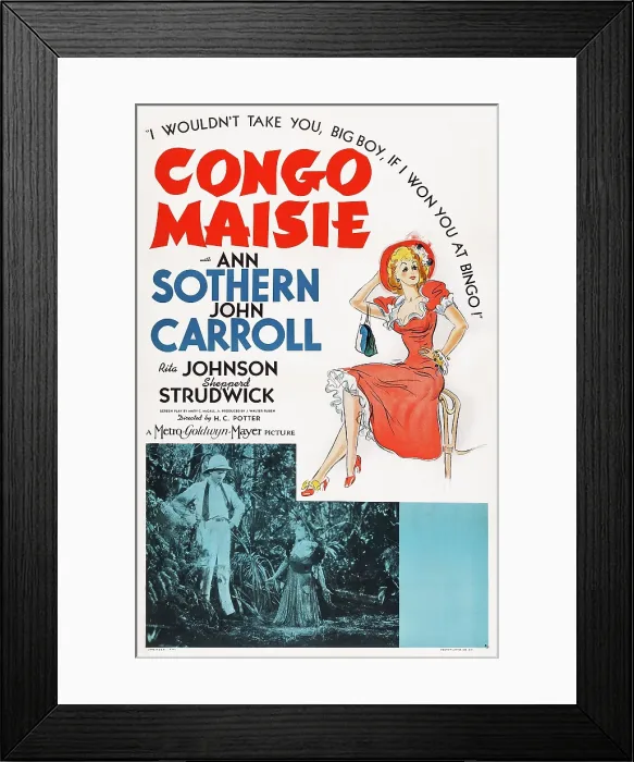 Framed Print : CONGO MAISIE, US poster art, bottom from left, John Carroll, Ann Sothern, 1940