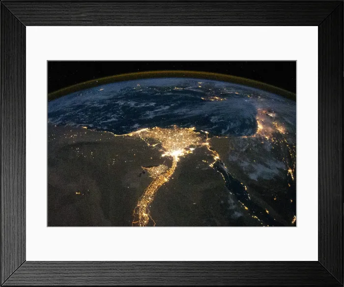 Framed Print : Night view of the eastern Mediterranean Sea. The lights are concentrated in the Nile River Valley, and in Israel, Lebanon, Turkey and Greece. October 20, 2010 Framed Print : Night view of the eastern Mediterranean Sea. The lights are concentrated in the Nile River Valley, and in Israel, Lebanon, Turkey and Greece. October 20, 2010
