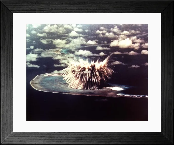Framed Print : The SEMINOLE Shot, was the first US airdrop of a hydrogen bomb. It was a second generation thermonuclear devices that yielded 13.7 kilotons. Enewetak Atoll, June 6, 1956