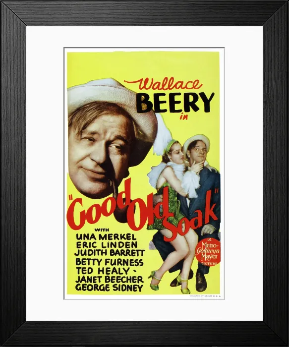 Framed Print : THE GOOD OLD SOAK, l-r: Wallace Beery, Una Merkel, Wallace Beery on window card, 1937