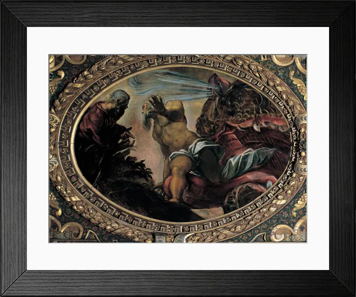 Framed Print : Robusti Jacopo known as Tintoretto, Jonah Leaves the Whale's Belly, 1577, 16th Century, fresco, Italy, Veneto, Venice, Scuola Grande di San Rocco, Upper Hall