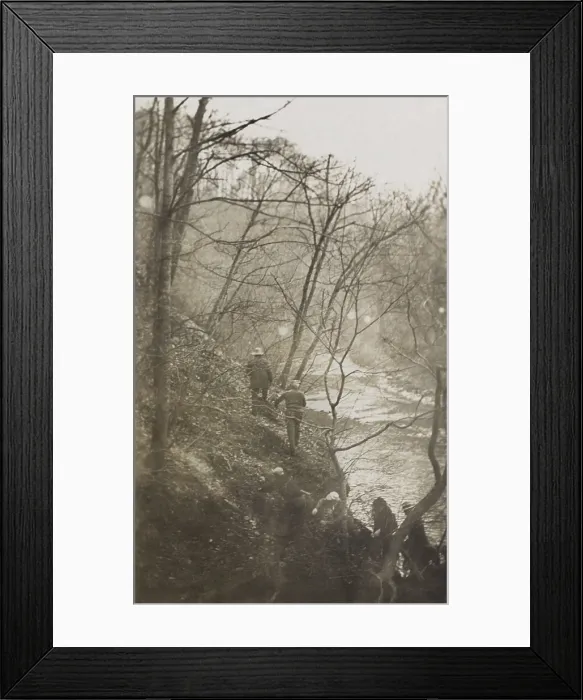 Framed Print : Theodore Roosevelt leading others on a hike in a wooded area. Location is possibly Rock Creek Park in Washington, D.C. Nov. 1908 (BSLOC_2017_4_43)