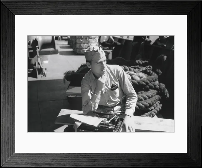 Framed Print : Herman Wouk served aboard minesweepers during WW2 and participated in eight Pacific invasions. He began his second novel, AURORA DAWN, while still in the Navy