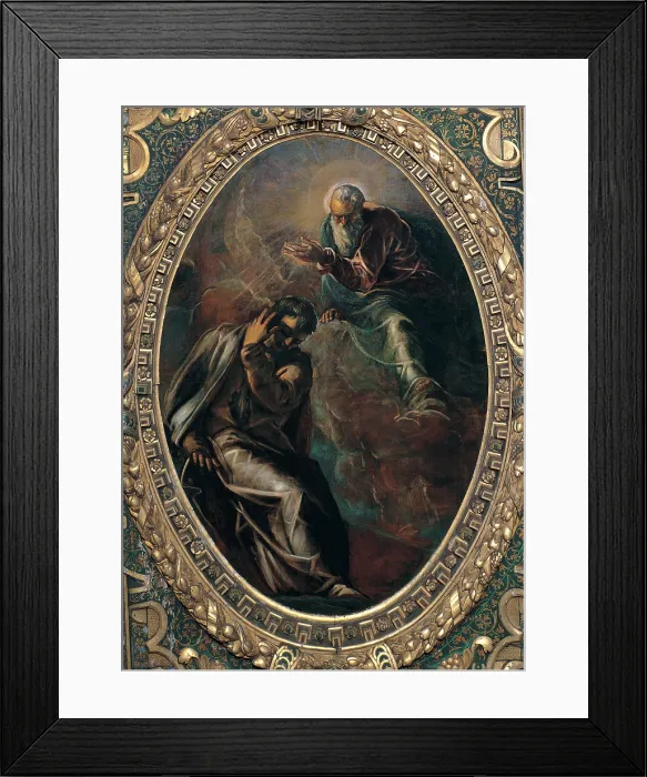 Framed Print : Robusti Jacopo known as Tintoretto, The Eternal Father Appears to Moses, 1577, 16th Century, fresco, Italy, Veneto, Venice, Scuola Grande di San Rocco, Upper Hall
