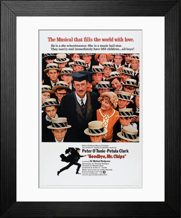 Framed Print : GOODBYE, MR. CHIPS, US poster, center from left: Peter O'Toole, Petula Clark, 1969