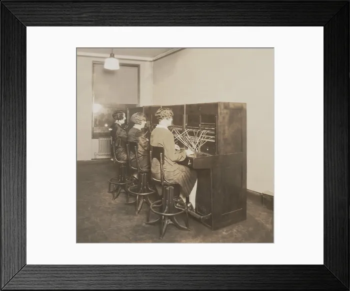 Framed Print : Three female telephone switchboard operators in the Quotation Room of New York Stock Exchange Framed Print : Three female telephone switchboard operators in the Quotation Room of New York Stock Exchange