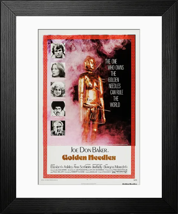 Framed Print : GOLDEN NEEDLES, US poster art, from top: Joe Don Baker, Elizabeth Ashley, Ann Sothern, Jim Kelly, Burgess Merdith, 1974