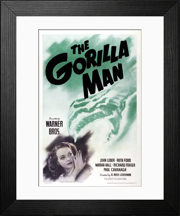 Framed Print : THE GORILLA MAN, US poster art, Ruth Ford, 1943