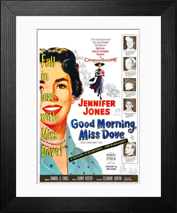 Framed Print : GOOD MORNING, MISS DOVE, Jennifer Jones, Robert Stack, Biff Elliot, Kip Hamilton, Peggy Knudson, Chuck Connors, 1955, TM and copyright 20th Century Fox Film Corp Framed Print : GOOD MORNING, MISS DOVE, Jennifer Jones, Robert Stack, Biff Elliot, Kip Hamilton, Peggy Knudson, Chuck Connors, 1955, TM and copyright 20th Century Fox Film Corp