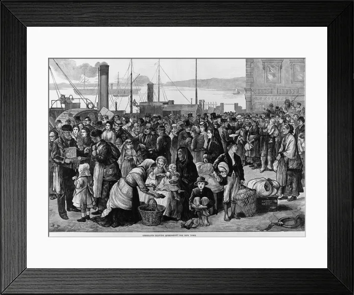 Framed Print : Emigrants leaving Queenstown, Ireland, for New York, 1874