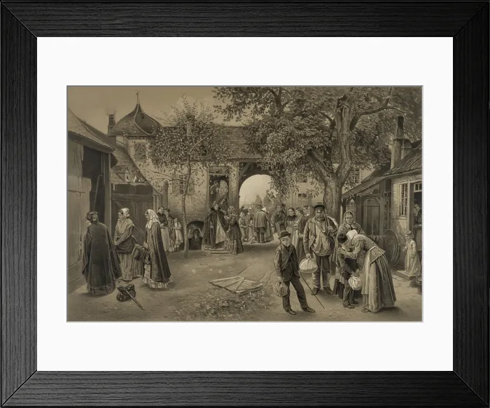 Framed Print : THE EMIGRANTS FAREWELL. 1883 American print depicting German emigrants gathered at seaport for embarkation to North America Framed Print : THE EMIGRANTS FAREWELL. 1883 American print depicting German emigrants gathered at seaport for embarkation to North America
