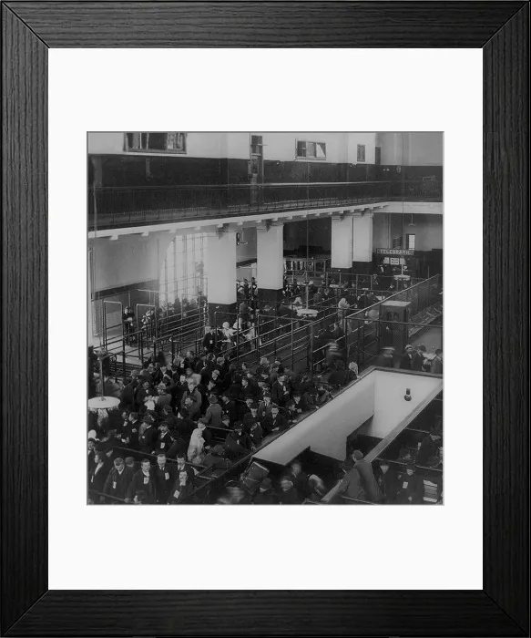Framed Print : Immigrants working their way through the maze of barriers and lines at the new Immigrant Building, Ellis Island, in New York Harbor. Ca. 1904