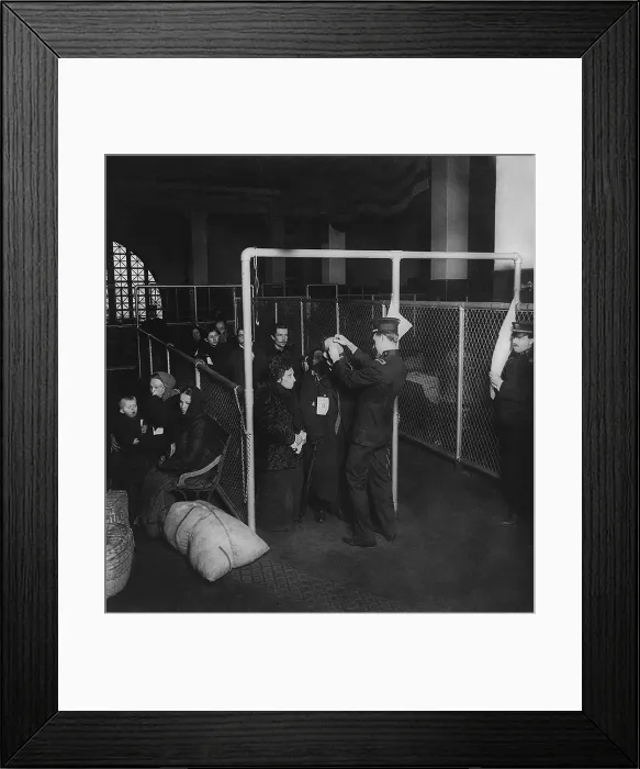 Framed Print : U.S. inspectors examining eyes of immigrants at Ellis Island, in New York Harbor Framed Print : U.S. inspectors examining eyes of immigrants at Ellis Island, in New York Harbor