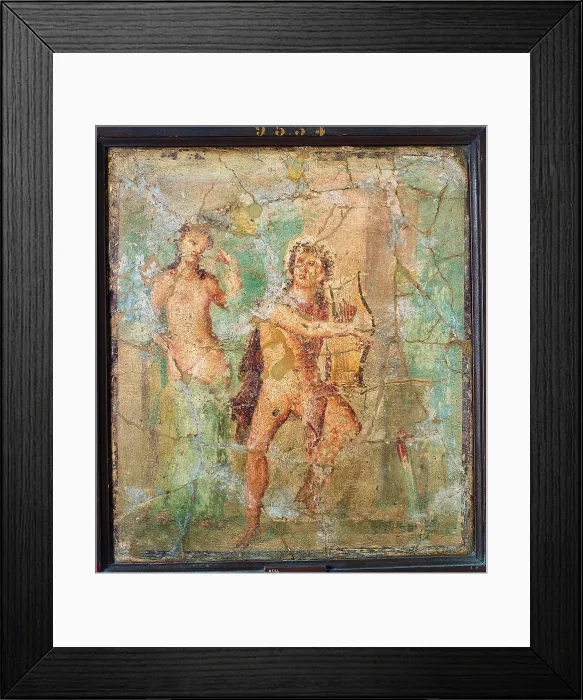 Framed Print : Apollo and Daphne, by unknown artist, 62-79, 1st Century A.D. ripped fresco, 56 x 49 cm - Italy, Campania, Naples, National Archaeological Museum, Room LXXII, inv. 9534