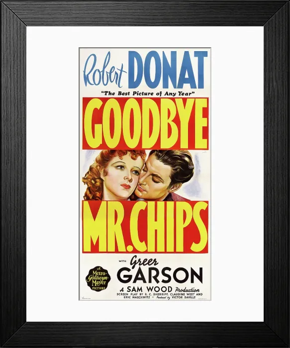 Framed Print : GOODBYE, MR. CHIPS, l-r: Greer Garson, Robert Donat on poster art, 1939