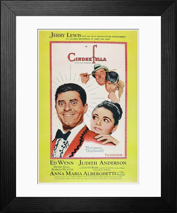 Framed Print : CINDERFELLA, US poster art, clockwise from bottom left: Jerry Lewis, Ed Wynn, Jerry Lewis, Anna Maria Alberghetti, 1960