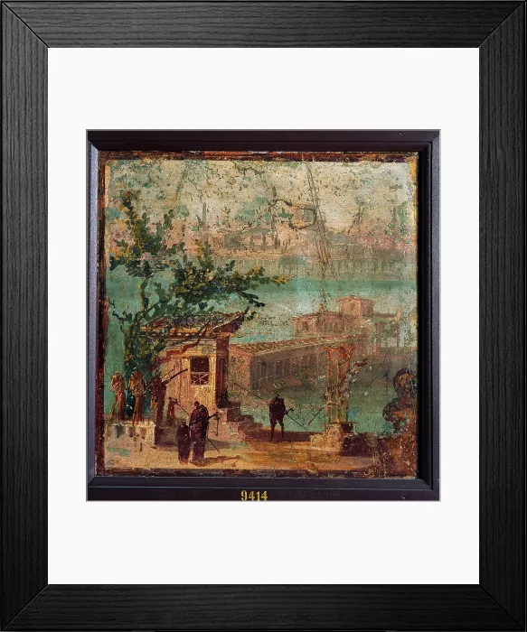 Framed Print : Landscape with Statues, by unknown artist, 45-79, 1st Century A.D. ripped fresco, 39 x 39 cm - Italy, Campania, Naples, National Archaeological Museum, Room LXXIV, inv. 9414