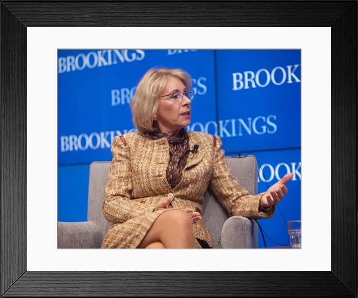 Framed Print : Sec. of Education, Betsy DeVos, speaking at the Brookings Institution, March 28, 2017. Sec