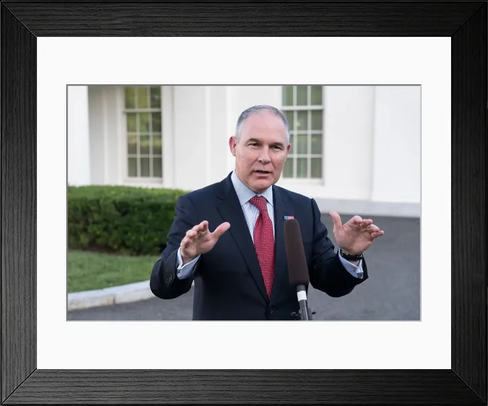 Framed Print : Environmental Protection Agency Administrator, Scott Pruitt, July 25, 2017. At the EPA, Pruitt has rescinded environmental regulation of previous administrations