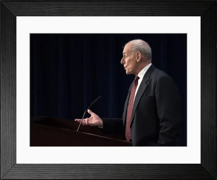 Framed Print : Sec. John F. Kelly speaking with senior leadership at Immigration and Customs Enforcement (ICE). March 22, 2017. Kelly served as Secretary of Homeland Security from Jan Framed Print : Sec. John F. Kelly speaking with senior leadership at Immigration and Customs Enforcement (ICE). March 22, 2017. Kelly served as Secretary of Homeland Security from Jan