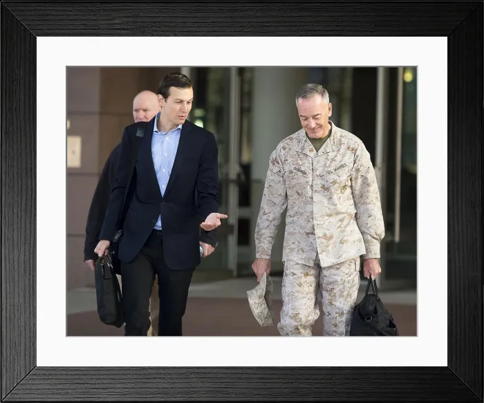 Framed Print : Marine Corps Gen. Joe Dunford, Chmn. Joint Chiefs of Staff, with Jared Kushner, April 3, 2017 Framed Print : Marine Corps Gen. Joe Dunford, Chmn. Joint Chiefs of Staff, with Jared Kushner, April 3, 2017