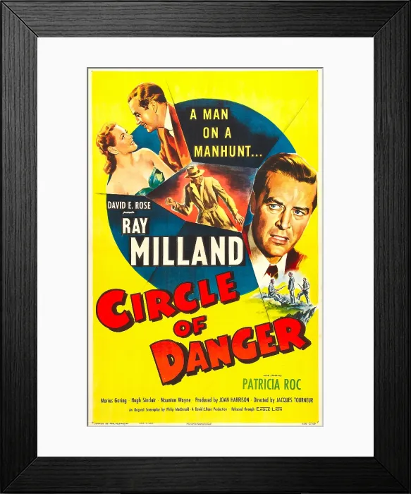 Framed Print : CIRCLE OF DANGER, British poster, faces from left: Ray Milland, Patricia Roc, 1951