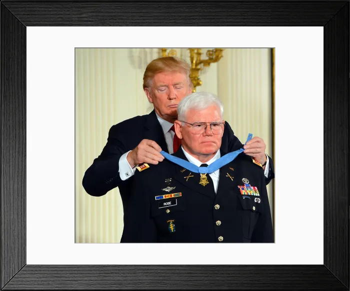 Framed Print : Army Capt. Mike Rose receives the Medal of Honor from President Donald Trump, Oct. 23, 2017