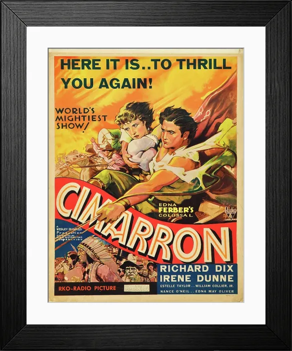 Framed Print : CIMARRON, l-r: Irene Dunne, Richard Dix on poster art, 1931