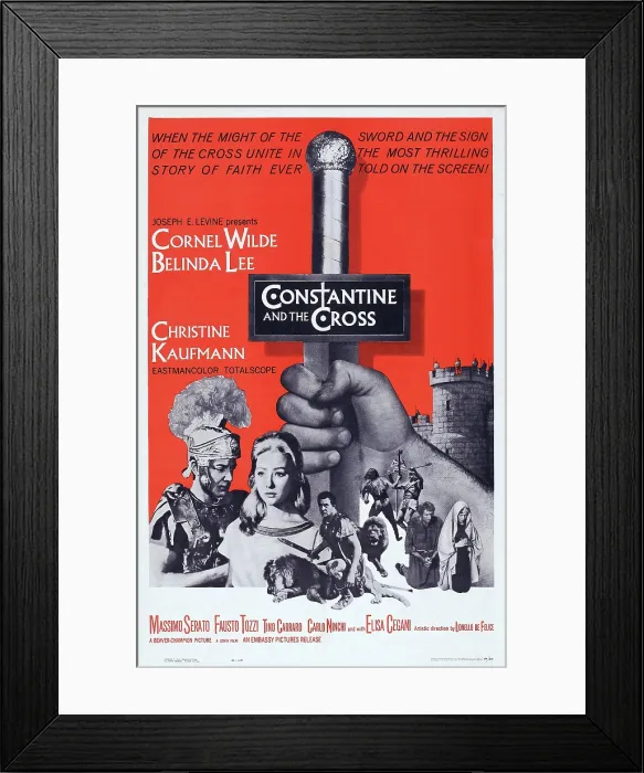Framed Print : CONSTANTINE AND THE CROSS, l-r: Cornel Wilde, Christine Kaufmann on poster art, 1961