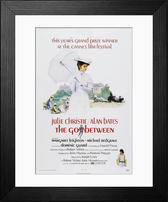 Framed Print : THE GO-BETWEEN, US poster art, Julie Christie, (center), Alan Bates, (bottom right), 1970 Framed Print : THE GO-BETWEEN, US poster art, Julie Christie, (center), Alan Bates, (bottom right), 1970