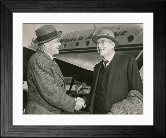 Framed Print : The Dulles brothers meet at La Guardia Airport, on October 4, 1948. John Foster and Allen were both advisors to Republican presidential candidate Thomas Dewey