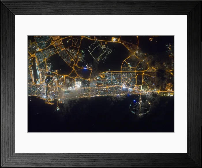 Framed Print : City lights of Dubai, United Arab Emirates. The image was made from aboard the International Space Station. 2012