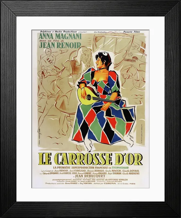 Framed Print : THE GOLDEN COACH, (aka LE CARROSSE D'OR), French poster art, Anna Magnani, 1953