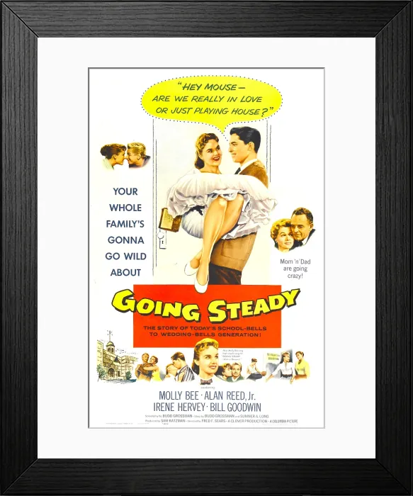 Framed Print : GOING STEADY, US poster, top center from left: Molly Bee, Alan Reed Jr. top right from left: Irene Hervey, Bill Goodwin, 1958 Framed Print : GOING STEADY, US poster, top center from left: Molly Bee, Alan Reed Jr. top right from left: Irene Hervey, Bill Goodwin, 1958