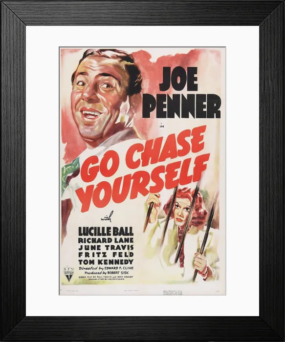 Framed Print : GO CHASE YOURSELF, US poster art, from left: Joe Penner, Lucille Ball, 1938
