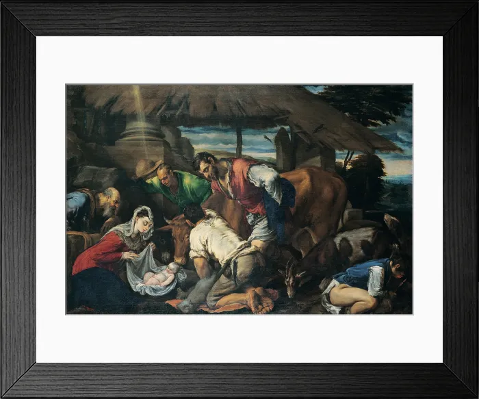 Framed Print : Da Ponte Jacopo know as Bassano, The Adoration of the Shepherds, 1562, 16th Century, oil on canvas, Italy, Lazio, Rome, National Gallery of Ancient Art of Palazzo Corsini