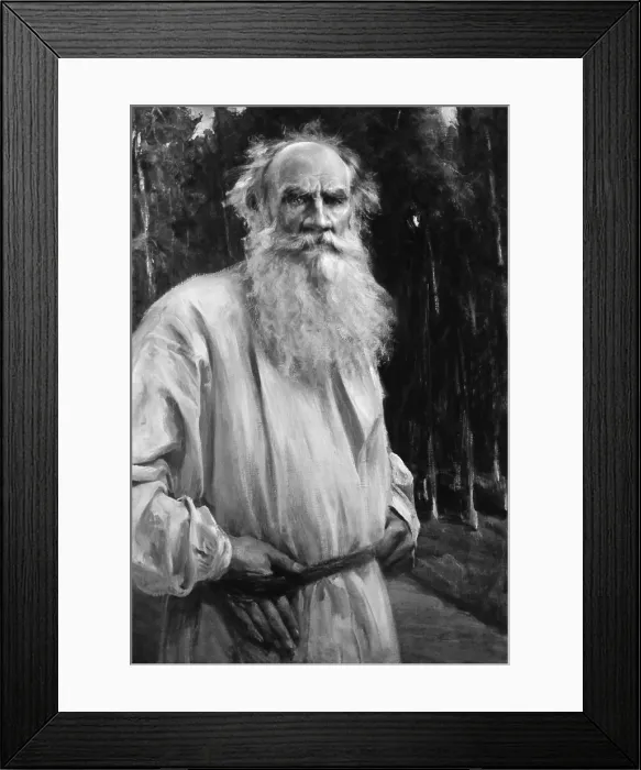 Framed Print : TOLSTOY, MAN OF TRUTH, portrait by Polish painter, Jan Styka. The writer is dressed in simple Russian peasant clothing (BSLOC_2016_11_174)
