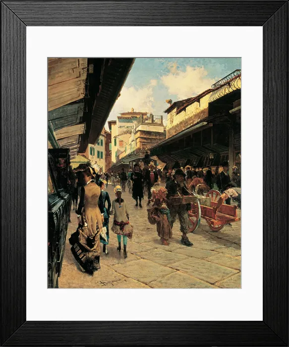 Framed Print : Signorini Telemaco, Ponte Vecchio, Florence, 1879, 19th Century, oil on canvas, Italy, Lombardy, Milan