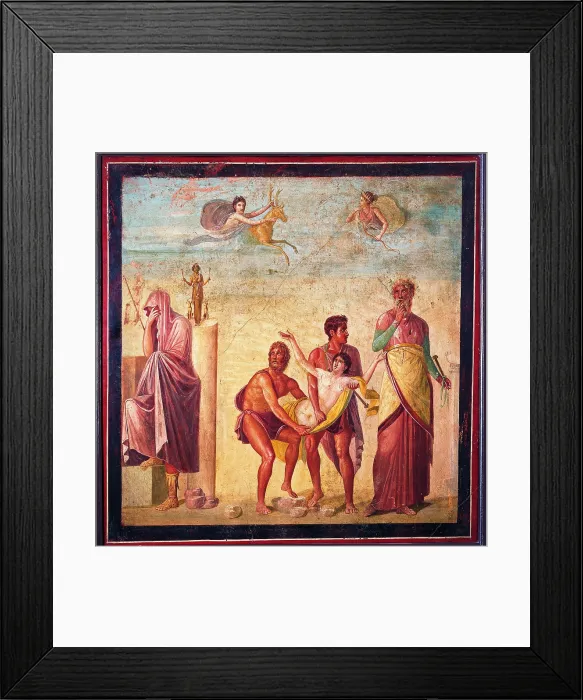 Framed Print : Iphigenia, by unknown artist, 45-79, 1st Century A.D. ripped fresco, 140 x 138 cm - Italy, Campania, Naples, National Archaeological Museum, Room LXXIII, inv. 9112 Framed Print : Iphigenia, by unknown artist, 45-79, 1st Century A.D. ripped fresco, 140 x 138 cm - Italy, Campania, Naples, National Archaeological Museum, Room LXXIII, inv. 9112